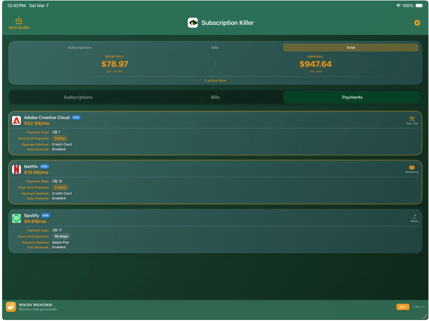 Subscription Killer screenshot